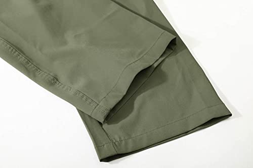 BASUDAM Men's Athletic Pants Thin Lightweight Quick Dry Zipper Pockets Outdoor Sports Pants for Running Jogging Hiking Army Green L