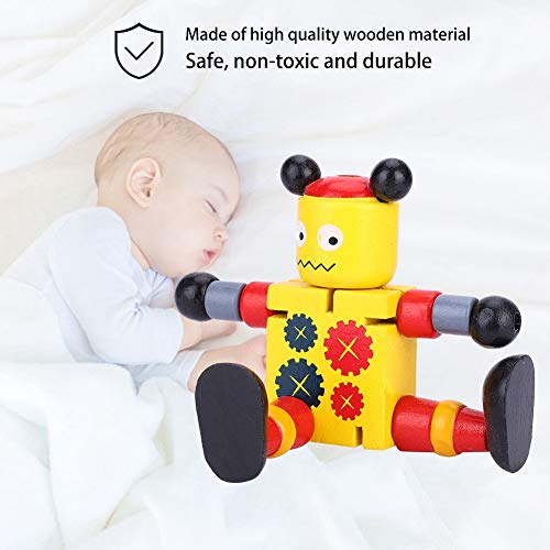 banapoy Wooden Robot Toys, Non-Toxic Safety Durable Kids Robot Toys, for Kids(Yellow)