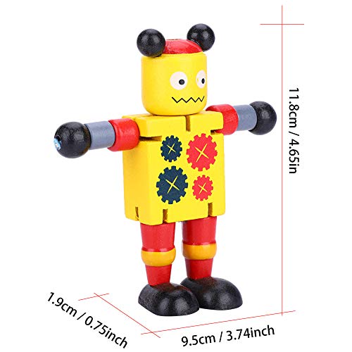 banapoy Wooden Robot Toys, Non-Toxic Safety Durable Kids Robot Toys, for Kids(Yellow)