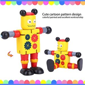 banapoy Wooden Robot Toys, Non-Toxic Safety Durable Kids Robot Toys, for Kids(Yellow)