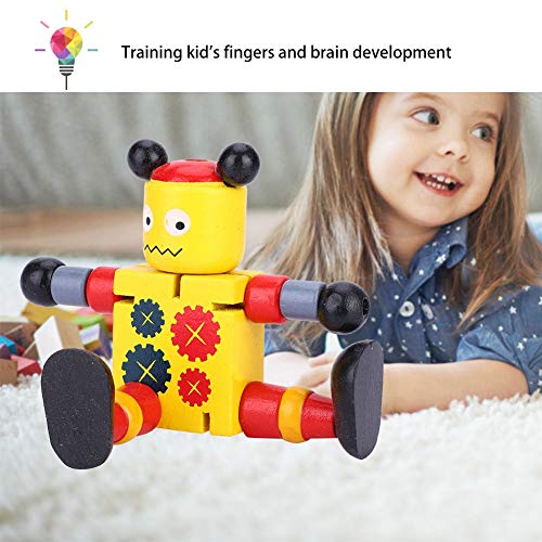 banapoy Wooden Robot Toys, Non-Toxic Safety Durable Kids Robot Toys, for Kids(Yellow)