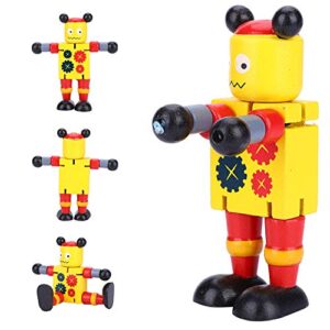 banapoy Wooden Robot Toys, Non-Toxic Safety Durable Kids Robot Toys, for Kids(Yellow)