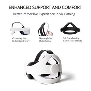 SINWEVR Adjustable Head Strap Compatible for Quest 2 VR Headset, Elite Strap Replacement for Enhanced Support and Comfort in VR, Durable and Lightweight(Lvory White)