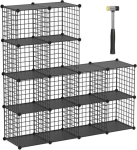 tumucute wire cube storage organizer, 12-cube metal storage shelves bookshelf, stackable modular closet organizer for bedroom living room, office,storage shelves