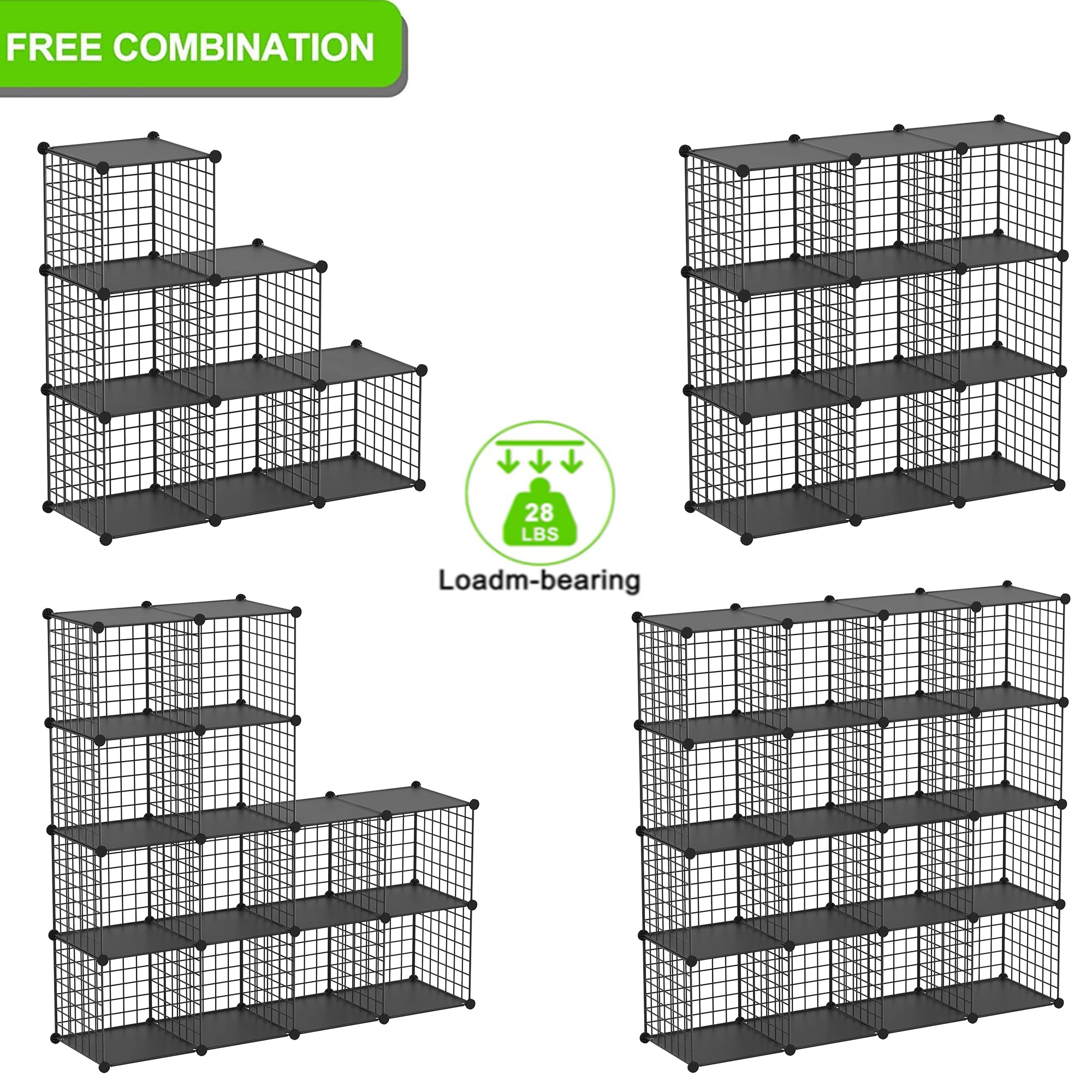 TUMUCUTE Wire Cube Storage Organizer, 12-Cube Metal Storage Shelves Bookshelf, Stackable Modular Closet Organizer for Bedroom Living Room, Office,Storage Shelves