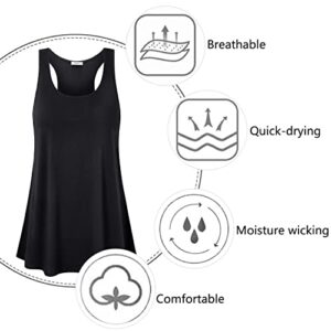 Cestyle Workout Tanks for Women, Ladies Running Exercise Clothes Boat Neck Fashion Sleeveless Sweat Wicking Jogging Activewear Hiking Performance Shirts Black Medium