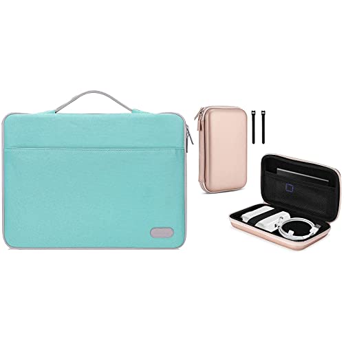 ProCase 14-15.6 Inch Laptop Sleeve Case Protective Bag Bundle with Hard Storage Carrying Case for MacBook Air/Pro Power Adapter