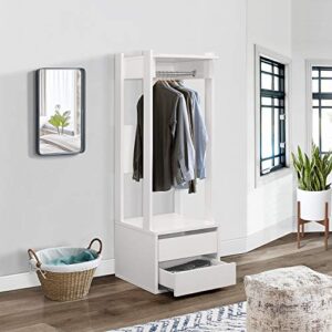 kings brand furniture – corry open wardrobe armoire closet with 2-drawers, white