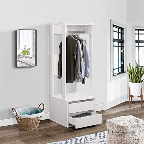 Kings Brand Furniture – Corry Open Wardrobe Armoire Closet with 2-Drawers, White