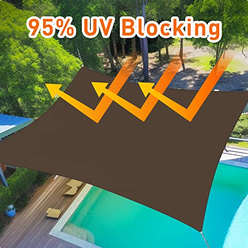 Artpuch 12'x16' Sun Shade Sail Curved Commercial Outdoor Shade Cover Mocha Brown Rectangle Heavy Duty Permeable 185GSM Backyard Shade Cloth for Patio Garden Sandbox (We Make Custom Size)