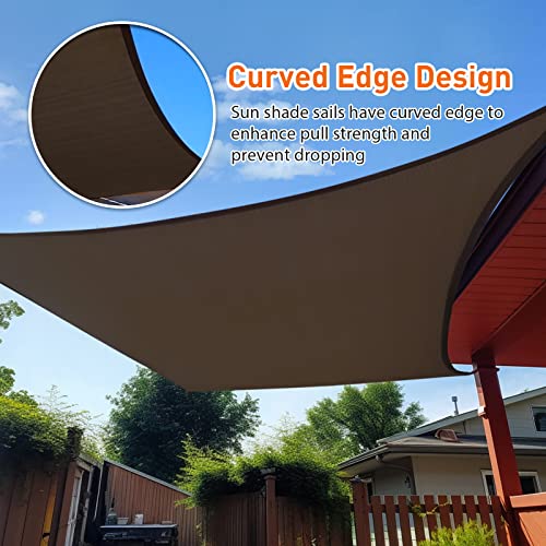 Artpuch 12'x16' Sun Shade Sail Curved Commercial Outdoor Shade Cover Mocha Brown Rectangle Heavy Duty Permeable 185GSM Backyard Shade Cloth for Patio Garden Sandbox (We Make Custom Size)