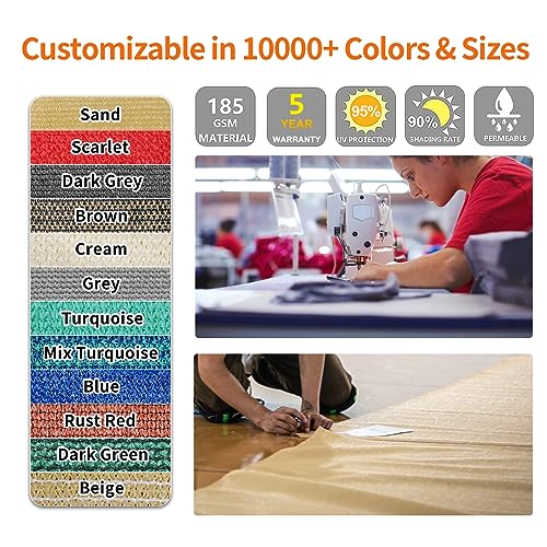 Artpuch 12'x16' Sun Shade Sail Curved Commercial Outdoor Shade Cover Mocha Brown Rectangle Heavy Duty Permeable 185GSM Backyard Shade Cloth for Patio Garden Sandbox (We Make Custom Size)