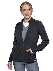 med couture touch women's raglan zip front warm up jacket, pewter, x-small