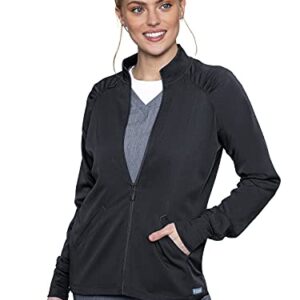 Med Couture Touch Women's Raglan Zip Front Warm Up Jacket, Pewter, X-Small