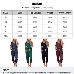 AUTOMET 2 Piece Outfits for Womens Lounge Pajamas Sets Short Sleeve Loungewear Soft Caual Comfy Dressy Tops Sweatsuits Pjs Sets Summer Outfits 2023 with Joggers Sweatpants