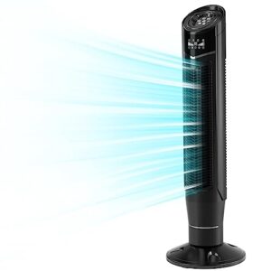 antarctic star tower fan 360°oscillating fan quiet cooling 24h timer remote control powerful standing 8 wind speed 3 wind modes ionizer mode bladeless portable led display,bedroom office 40-inch black