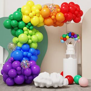 rubfac rainbow balloons garland arch kit, 129pcs 12 assorted color balloons colorful party balloons for birthday party baby shower decoration