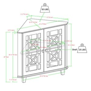 Walker Edison Ronne 2 Door Corner Accent Table with Fretwork Detail, 32 Inch, Black