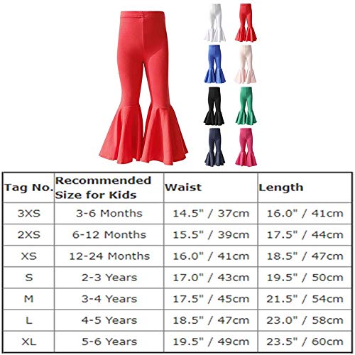 Kids Toddler Little Baby Girl Ruffle Leggings Bell Bottom Flare Pants Cotton Long High Waist Solid Color Tights Fall Winter Outfit Workout Yoga Gymnastics Dance Casual Trousers Hot Pink 6-12 Months