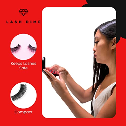 Lash Dime 3 Tier Eyelash Case - Holder, Easy to Open Lash Storage Case, Lash Case Perfect for Travel, Eyelash Holder Organizer, False Eyelash Case, Mirror Included