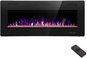 r.w.flame 42in recessed and wall mounted,the thinnest fireplace,low noise, fit for 2 x 6 and 2 x 4 stud, remote control with timer,touch screen,adjustable flame color and speed