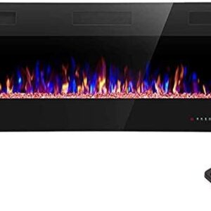 R.W.FLAME 42IN Recessed and Wall Mounted,The Thinnest Fireplace,Low Noise, Fit for 2 x 6 and 2 x 4 Stud, Remote Control with Timer,Touch Screen,Adjustable Flame Color and Speed
