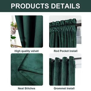 FY FIBER HOUSE Vertical Standards Super Soft Luxury Velvet Vintage Curtains Room Darkening Window Panels for Bedroom Living Room Office Nursery 52Wx108L Inch Grommet Set of 2 Dark Green