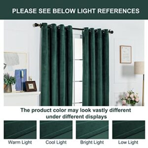 FY FIBER HOUSE Vertical Standards Super Soft Luxury Velvet Vintage Curtains Room Darkening Window Panels for Bedroom Living Room Office Nursery 52Wx108L Inch Grommet Set of 2 Dark Green