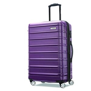 samsonite omni 2 hardside expandable luggage with spinner wheels, checked-medium 24-inch, purple