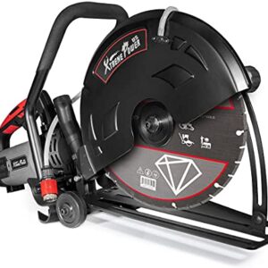 XtremepowerUS 3200W Electric Power Disc Cutter Circular Demo Saw For Wet/Dry Concrete Guide Roller Cut Off, 16"