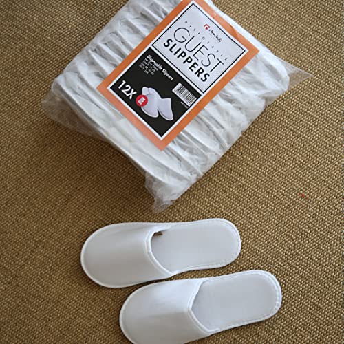 CHOCHILI 5 Pairs Fabric Packed Disposable Hotel Slippers for Airbnb Spa Salon Party Wedding Guests - Fits up to Adult US Men Size 10 & Women Size 11, White