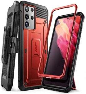 supcase unicorn beetle pro series case designed for samsung galaxy s21 ultra 5g (2021 release), full-body dual layer rugged holster & kickstand case without built-in screen protector (ruddy)