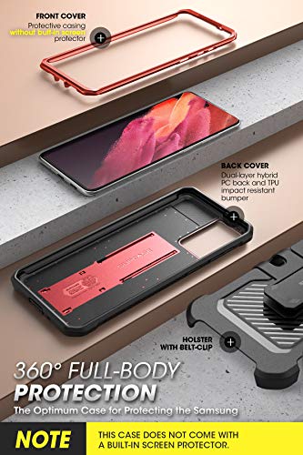 SUPCASE Unicorn Beetle Pro Series Case Designed for Samsung Galaxy S21 Ultra 5G (2021 Release), Full-Body Dual Layer Rugged Holster & Kickstand Case Without Built-in Screen Protector (Ruddy)