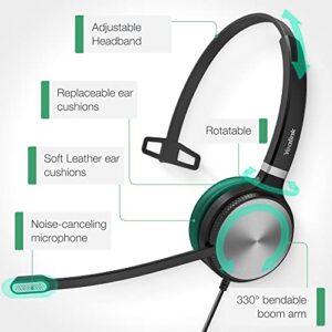 Yealink UH36 Professional Wired Headset - Telephone Headphones for Calls and Music, Noise Cancelling Headset with Mic for Computer PC Laptop（for Teams Optimized, Mono,3.5mm Jack/USB Connection）