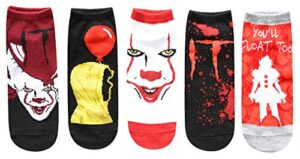hyp it movie pennywise you'll float too stephen king juniors/womens 5 pack ankle socks