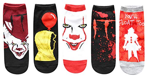 Hyp IT Movie Pennywise You'll Float Too Stephen King Juniors/Womens 5 Pack Ankle Socks