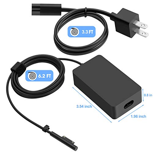 Surface Charger, 44W Power Supply Adapter for Microsoft Surface Pro 3/4/5/6/7, Surface Laptop, Surface Book, Surface Go, Surface Laptop Go, with 6.2 Ft Power Cord