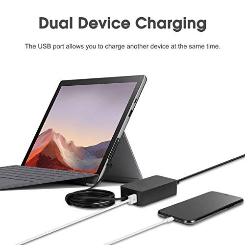 Surface Charger, 44W Power Supply Adapter for Microsoft Surface Pro 3/4/5/6/7, Surface Laptop, Surface Book, Surface Go, Surface Laptop Go, with 6.2 Ft Power Cord