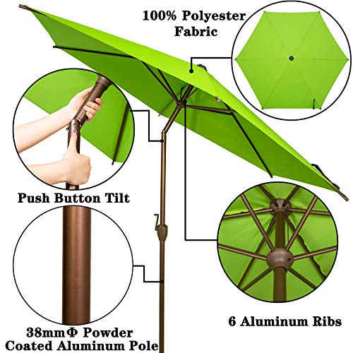 Ogrmar 7.5 FT Patio Umbrella Outdoor Table Umbrella with Push Button Tilt and Crankfor Terrace, Backyard, Garden, Courtyard, Swimming Pool, Lawn (Pear Green)