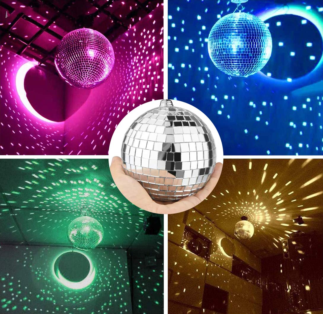 2 Pieces Mirror Disco Ball, Silver Hanging Ball for 50s 60s 70s Disco DJ Light Effect Party, Hanging Ball for Party or DJ Light Effect, Festivals Party Favors and Supplies (4 Inch)