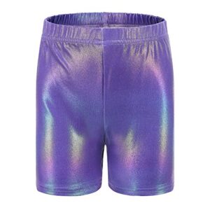nothing girls gymnastics shorts athletic leotards sparkle dance tumbling 5-10years (purple, 7-8 years)