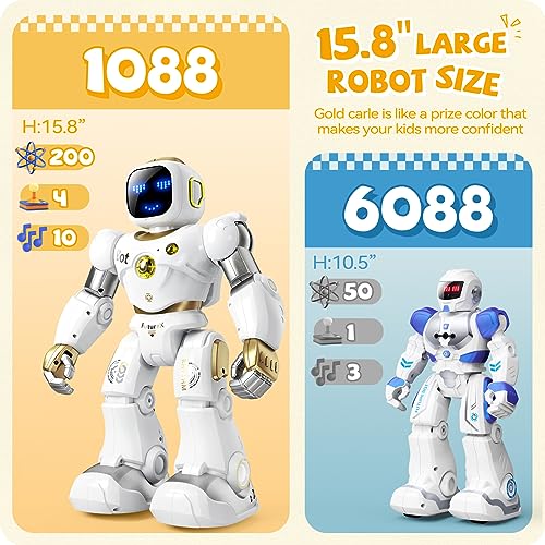 Ruko Smart Robot for Kids, Large Programmable Interactive STEM RC Robot, Voice Control and App Control, Gifts for Boys and Girls 4 5 6 7 8 9, Gold