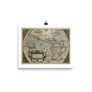 vintage antique abraham ortelius 1598 america map cartography decor art poster print