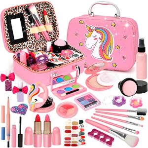 kids makeup kit for girl, washable makeup set for girls, real makeup for kids, girl toys princess children play makeup kit with cosmetic case birthday for 4 5 6 7 8 years old girls