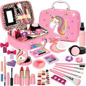 Kids Makeup Kit for Girl, Washable Makeup Set for Girls, Real Makeup for Kids, Girl Toys Princess Children Play Makeup Kit with Cosmetic Case Birthday for 4 5 6 7 8 Years Old Girls