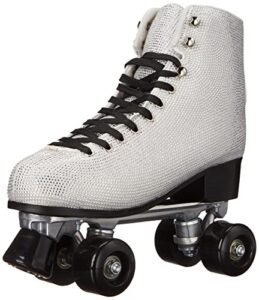yoki women's classic high-top rink roller skates for beginners indoor/outdoor use bling size 9