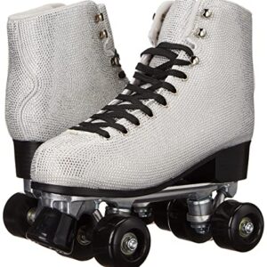 YOKI Women's Classic High-top Rink Roller Skates for Beginners Indoor/Outdoor use Bling Size 9