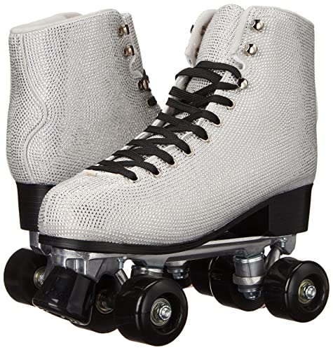 YOKI Women's Classic High-top Rink Roller Skates for Beginners Indoor/Outdoor use Bling Size 9