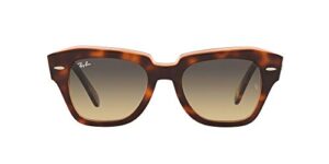 ray-ban rb2186 state street square sunglasses, havana on transparent pink/brown vintage, 49 mm