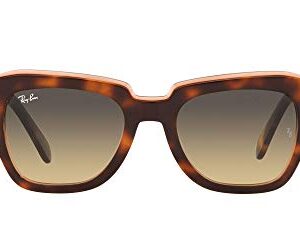 Ray-Ban RB2186 State Street Square Sunglasses, Havana On Transparent Pink/Brown Vintage, 49 mm